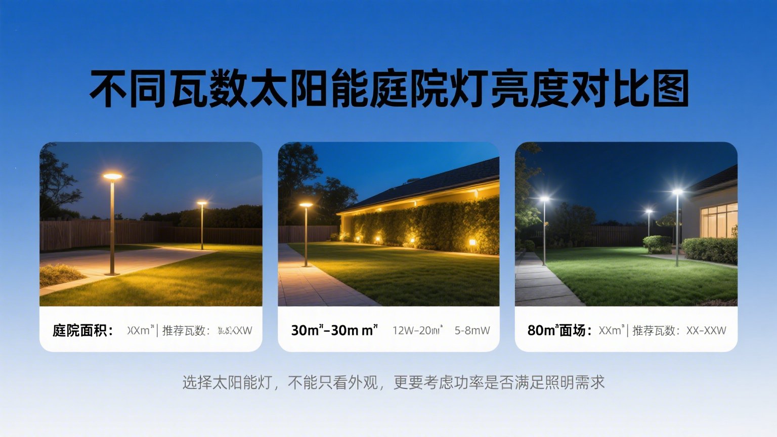 不同瓦數太陽能亮度對比圖